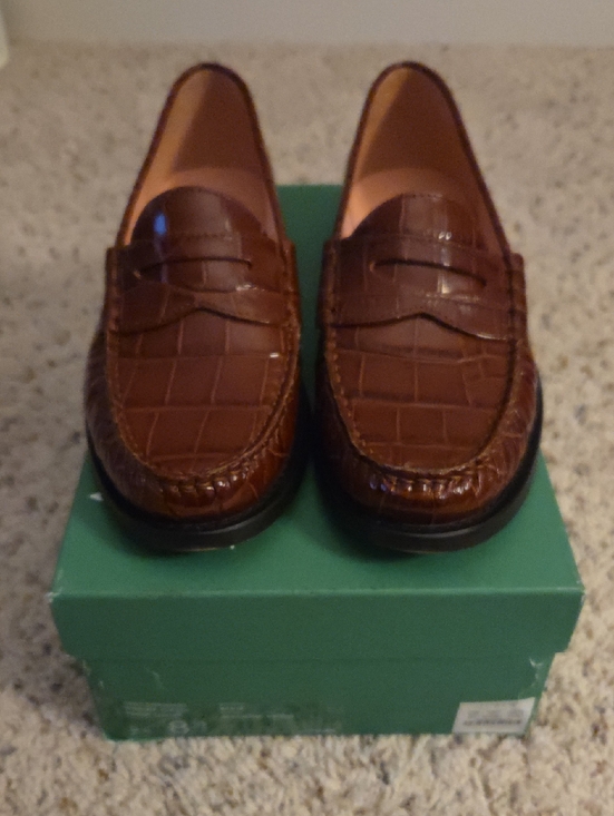 J. Crew | Croc-Embossed Penny Loafers in Burnished Sienna, Size 8.5 - Picture 2 of 7